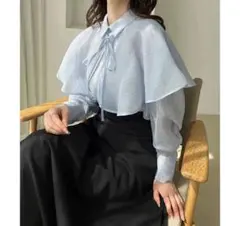 ナイスクラップ シアーシャツ ブルー 水色 きれいめ オフィス 韓国 春