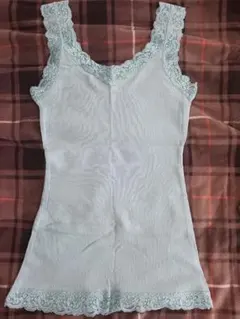 レース付きリブ編みキャミソール