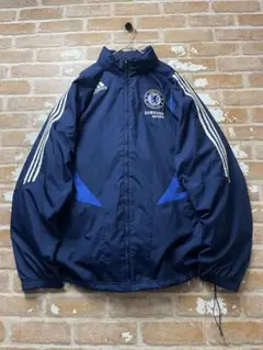 00s adidas Chelsea ナイロンジャケット　刺繍　ネイビー　古着