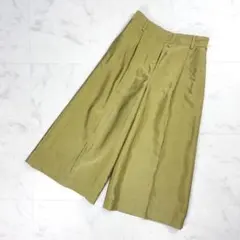INCOTEX クロップドワイドパンツ 光沢感 オリーブ サイズ38*FD441