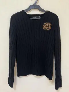 RALPH LAUREN ブラック ケーブルニットセーター M 冬　美品