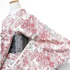 色無地 身丈160 裄65 花地紋 リーフ地紋 着物 053b - メルカリ