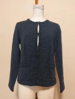 ダークブルー 前開きカーディガン 長袖　レリアン　9号