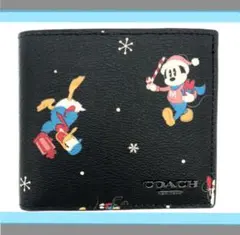 COACH / コーチ× DISNEYコイン入れ ホリデイ プリント二つ折財布