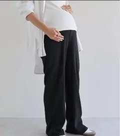 【マタニティ】セルフカットリブワイドパンツのサムネイル