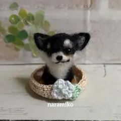 羊毛フェルト チワワ ブラックタン❤︎お散歩行このサムネイル