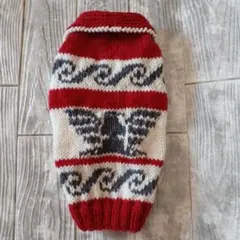 ペット用セーター 赤白蝶模様