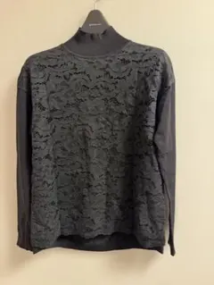 theory luxe 黒 レース長袖ニット 038