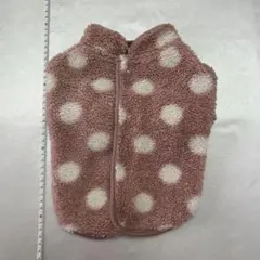フリース犬服 ピンク・白の水玉模様