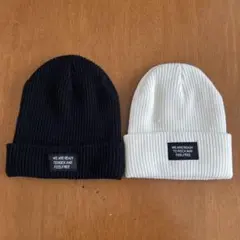 ニット帽 黒、白セット