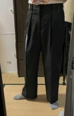 GU タックテーパードパンツ CL ブラック M