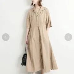 IENA ツイルウエストマークワンピース ベージュ 半袖　size36のサムネイル