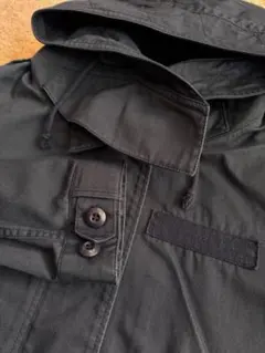 アダムエロペ　紺色ネイビー長めミドル丈　モッズコート　フード付きパーカーコート