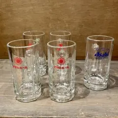 アサヒビール ガラスジョッキ 5個セット　レトロ　まとめ売り