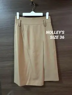 【NOLLEY'S】ブラウンベージュ フロントスリット スカート