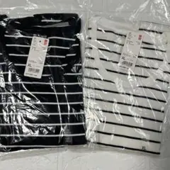 UNIQLO ストライプ リブUネック半袖Tシャツ XL 2枚セット