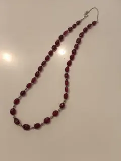 森様専用　K18WG赤紫色オーバルビーズネックレス