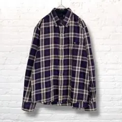 レイジブルー　ボタンダウン　チェックシャツ　パープル　長袖　春秋冬　メンズM