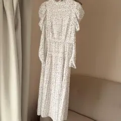 SNIDEL ホワイト・ブラックドット ロングワンピース