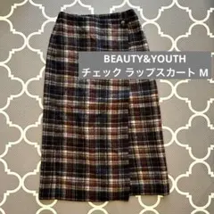 BEAUTY&YOUTH ロング チェック柄 ラップスカート　M