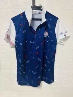 ELLE SPORT プリントポロシャツ 青のサムネイル