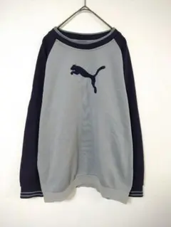 プーマ　スウェット　メンズXL相当　ラグラン　バイカラー　綿　ヴィンテージ感
