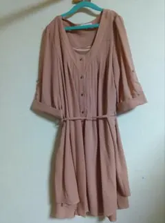 Aylesbury 七分袖 ピンク ワンピース