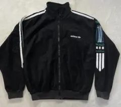 80s 90s adidasベロア トラックジャケットONE WORLD 黒