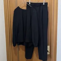 グローバルワーク スゴラクストレッチブラウス パンツセット 黒　Mサイズ