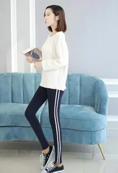 新品レギンス パンツウェストゴム　 無地レディースラインパンツ