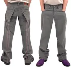中古 ¥JEANS オレンジ バックシーム ポケット ギミック グレー デニムのサムネイル