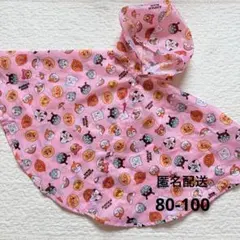 アンパンマン　レインポンチョ　カッパ　80~100サイズ　レインコート　ピンク