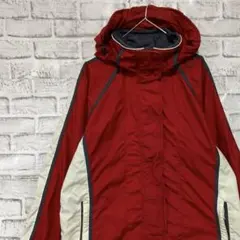 コロンビア　マウンテンパーカー　レッドレディースM ロゴ刺繍アウトドア0121