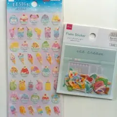 DAISO デザインシール フレークステッカー アイスクリーム スイーツ　2点のサムネイル