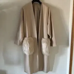 GU ベージュ コーディガン ファーポケット