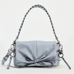 ZARAリボンハンドバッグ ショルダーバッグ ブルー