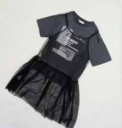 レディース　女の子　半袖　Tシャツ　セット ワンピース　160 ブラック　グレー