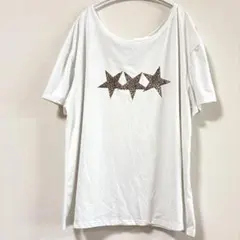 シーイン クロップド ゆったりスター柄 Tシャツ 白 お出かけのサムネイル