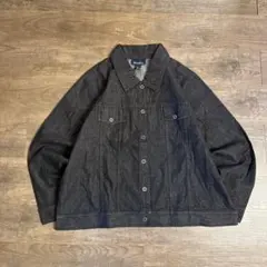 古着　DENIM&Co. ブラックデニム　短丈　リジット　襟付き　ジャケット