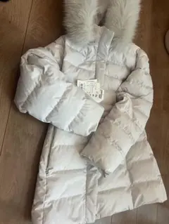 今季購入美品ダウンジャケット フード付き ライトグレー