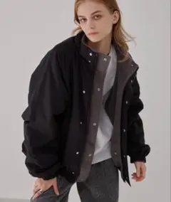 EMMA CLOTHESリバーシブル ナイロンフリース オーバートラックブルゾン