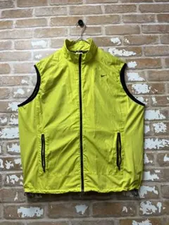 00s NIKE ナイキ　ナイロンベスト　y2k テック　蛍光　刺繍　黄緑　古着