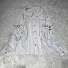 LIZLISA カットアウトスリーブブラウス ホワイトピンク