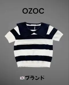 OZOC 紺白ボーダー 襟付きニット 半袖 韓国購入のサムネイル