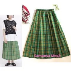 SM2 サマンサモスモス チェック柄プリーツスカート F グリーン