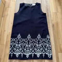 EGOLIST ネイビー 刺繍 ノースリーブ ワンピース