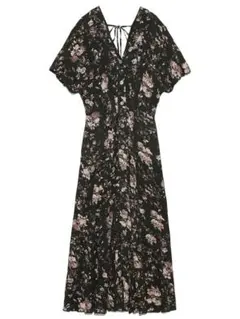 SNIDEL プリントフロントボタンワンピース 花柄 ブラック スナイデル 新品
