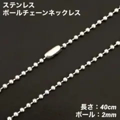 1本　ステンレス　ボール　チェーン　ネックレス　40cm(ボール幅2mm)のサムネイル