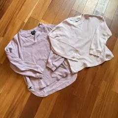 petit main &アプレレクール無地ワッフルロンt2枚セット130cm