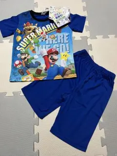 スーパーマリオ 光るパジャマ　半袖上下セット 110cm 青